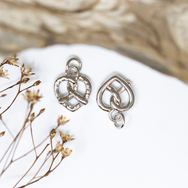 Silver Plated 11mm Pretzel Heart Charm