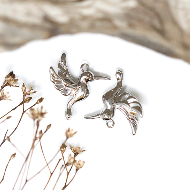 Silver Plated 17mm Hummingbird Charm