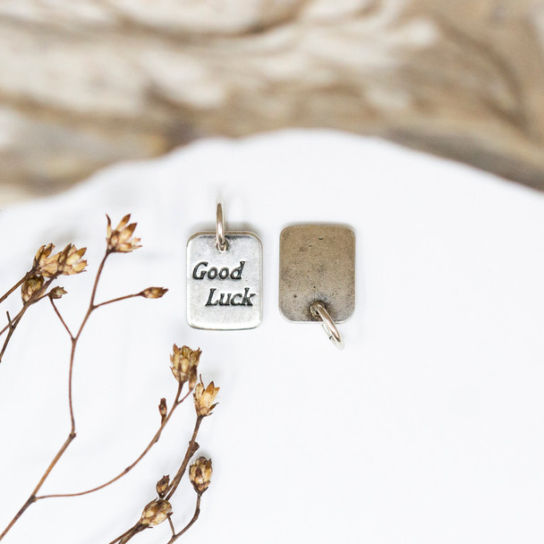 Silver Plated 9x7mm Good Luck Tag Charm