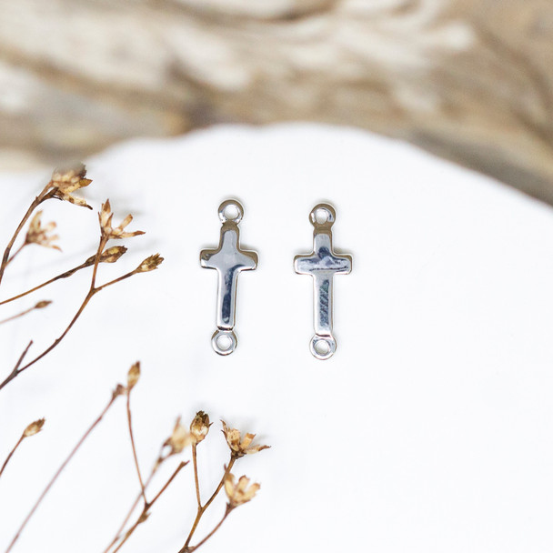 Silver Plated 14x5.5mm Cross Link