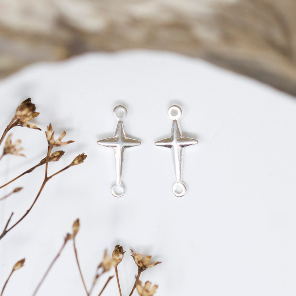 Silver Plated 7x13.5mm Cross Link