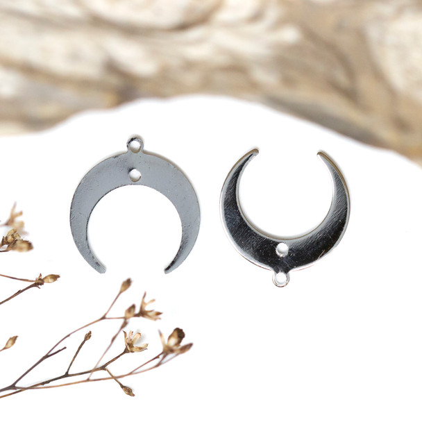 Silver Plated 19x18mm Crescent Horn Link
