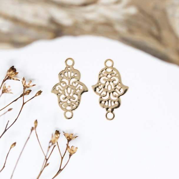 Gold Plated 19x12mm Hamsa Link