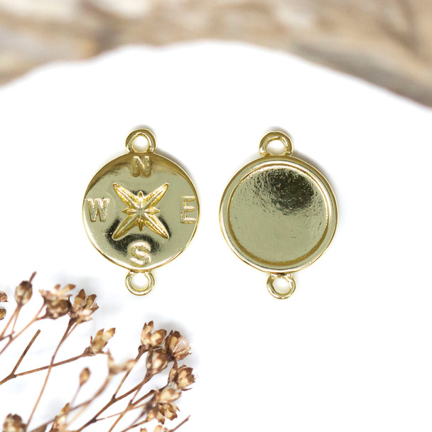 18kt Gold Plated 12x17mm Compass Link