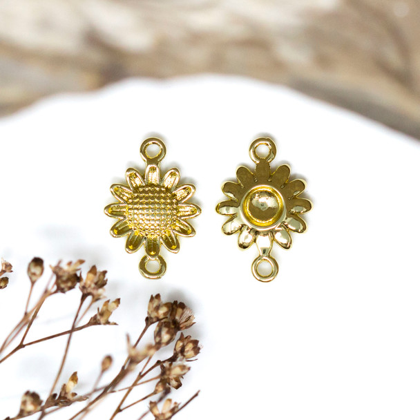 18K Gold Plated 10.5x16mm Sunflower Link
