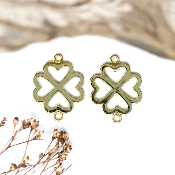 18K Gold Plated 16x21mm 4 Leaf Clover Link