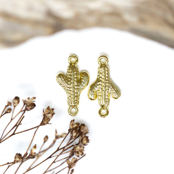 18K Gold Plated 16x9mm Saguaro Cactus Link