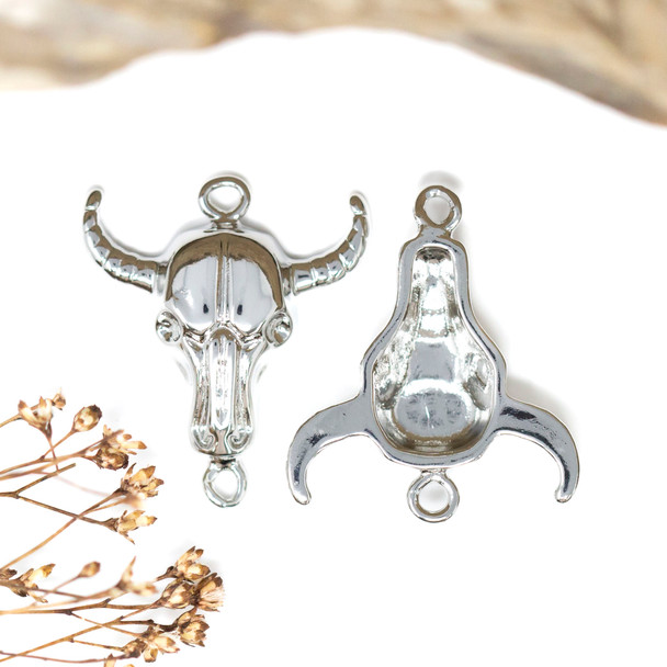 Platinum Plated 27x23mm Bull Skull Link
