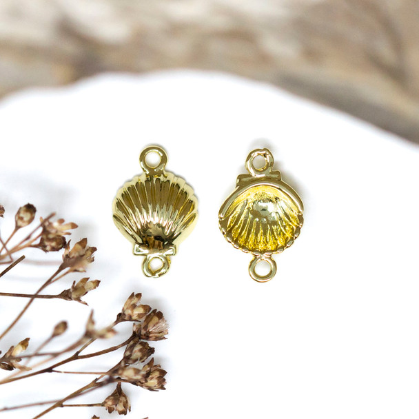 18K Gold Plated 13.5x8.5mm Clam Shell Link