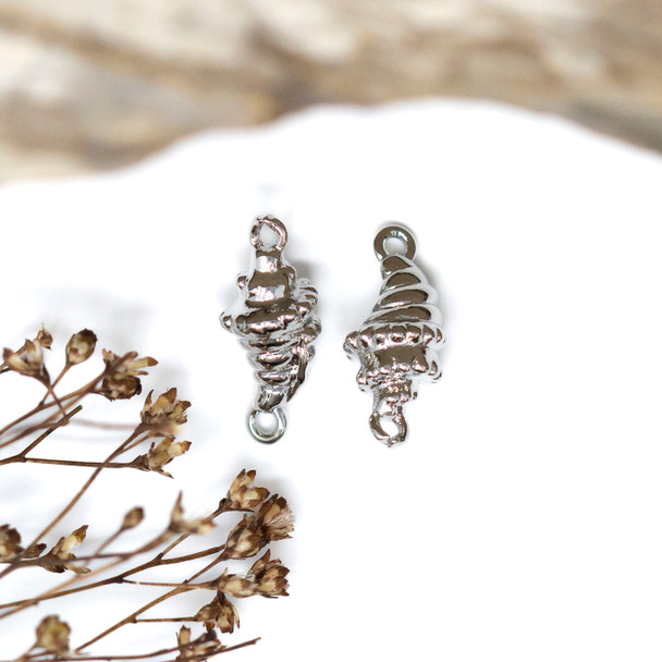 Platinum Plated 16x7mm Conch Shell Link