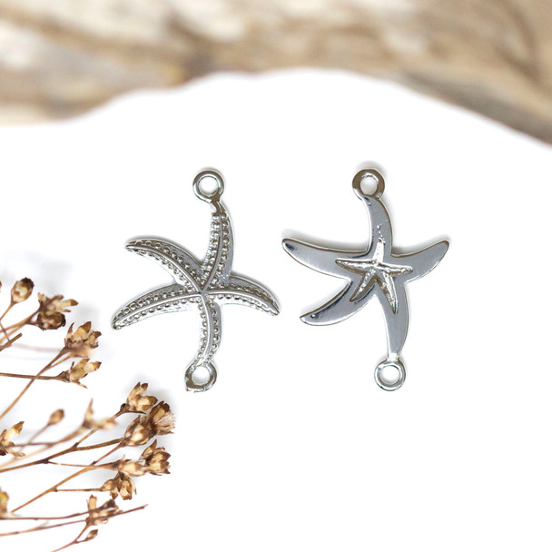 Platinum Plated 20.5x15mm Starfish Link