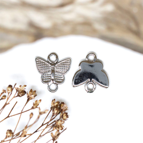 Platinum Plated 12.5x11.5mm Butterfly Link