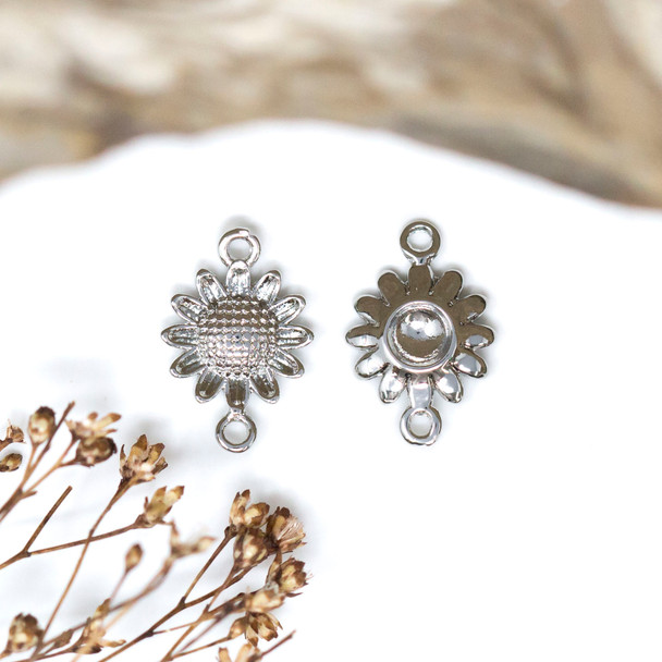 Platinum Plated 10.5x16mm Sunflower Link