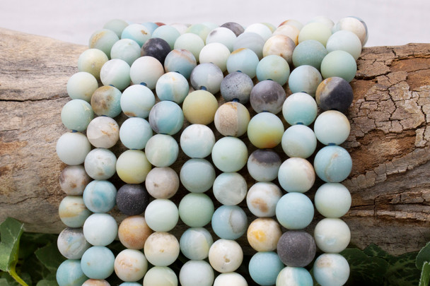 Amazonite Multi Color Matte 10mm Round - 2mm Large Hole