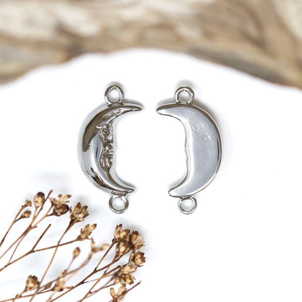 Platinum Plated 21.5x10.5mm Crescent Moon Face Link
