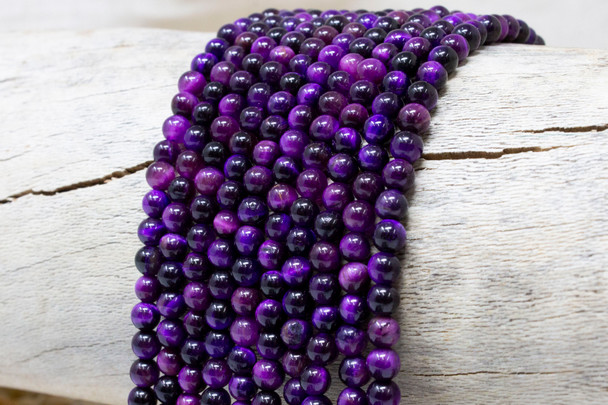 Tiger Eye A Grade Polished Dyed Purple 4mm Round