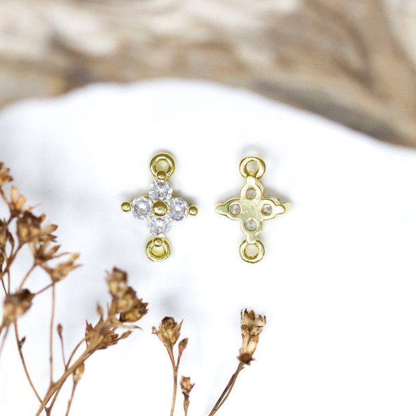 Gold Plated Micro Pave 12x8mm Small Flower Link
