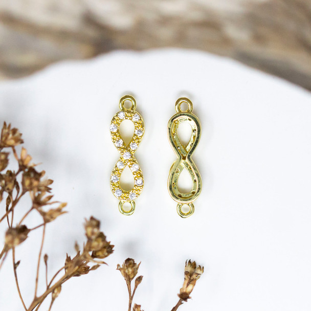 Gold Plated Micro Pave 13x5mm Infinity Link