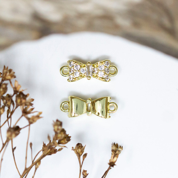Gold Plated Micro Pave 14x5mm Bow Link