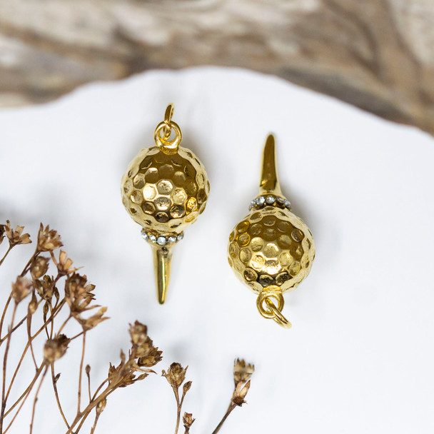 Gold Plated Micro Pave 12x33mm Golf Ball Charm