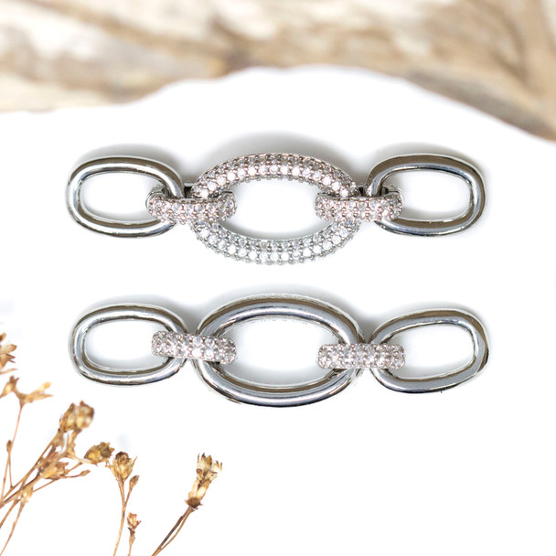 CZ Chain 5 Link 45x13  - Silver Plated