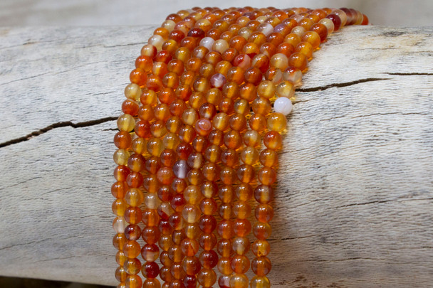 Natural Carnelian Polished 4mm Round