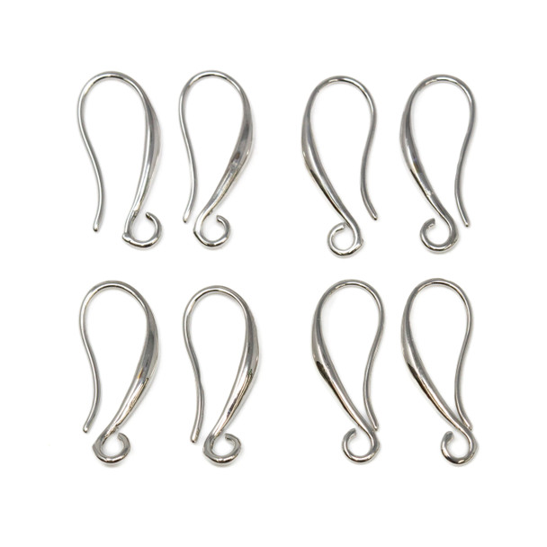 Platinum Plated Hook Earring Wires - 4 Pair