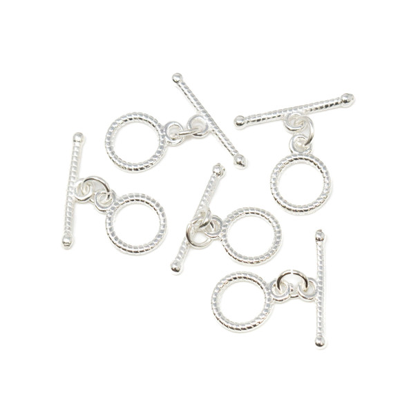 Sterling Silver Plated 8mm Twisted Toggle - 5 Pieces