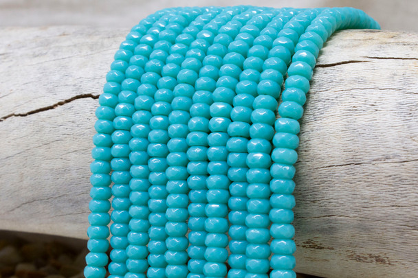 Jade Polished 4x6mm Dyed Turquoise Faceted Rondelle