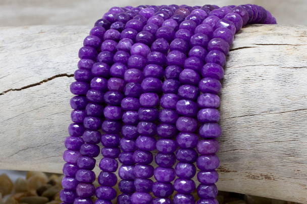 Jade Polished 5x8mm Dyed Mauve Faceted Rondelle