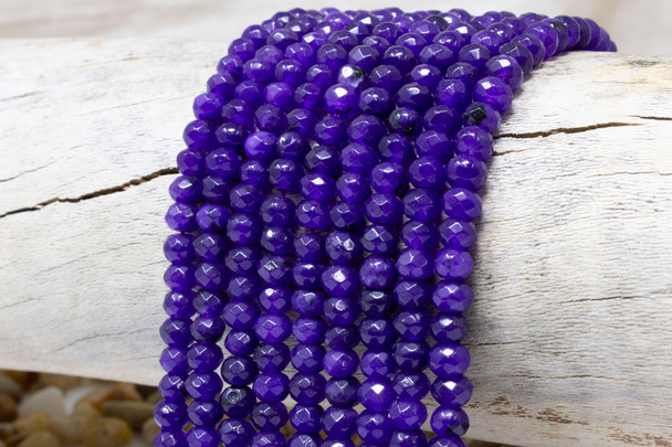 Jade Polished 4x6mm Dyed Violet Faceted Rondelle