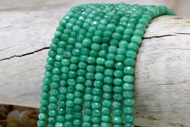 Jade Polished 4x6mm Dyed Green Faceted Rondelle