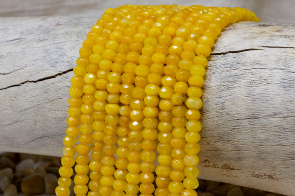 Jade Polished 4x6mm Dyed Yellow Faceted Rondelle