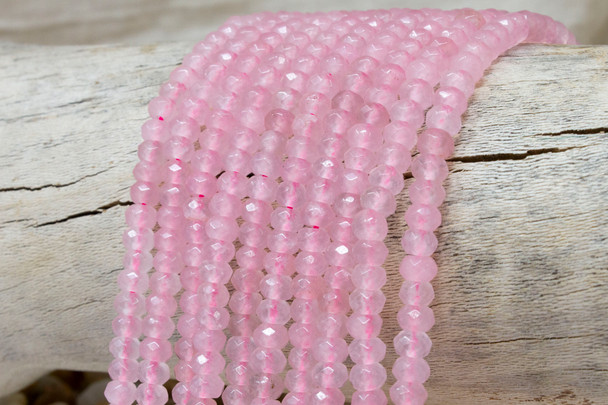 Jade Polished 4x6mm Dyed Pink Faceted Rondelle