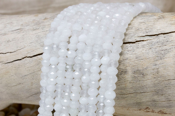 Jade Polished 4x6mm White Faceted Rondelle