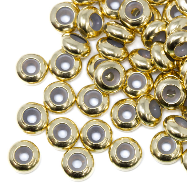 24K Gold Plated 8mm Silicone Suction Bead - 2mm Hole