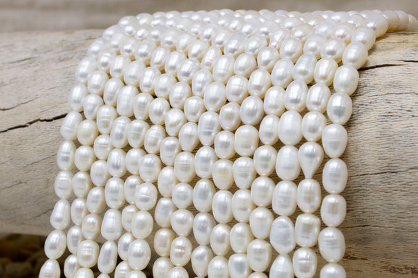 Freshwater Pearls Polished White 5-6mm Rice