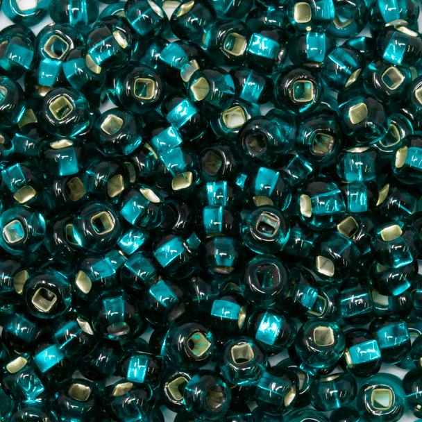 Size 6 Czech Seed Beads -- 17 Emerald / Silver Lined