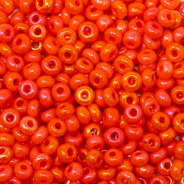 Size 6 Czech Seed Beads -- 627 Dark Orange Rainbow