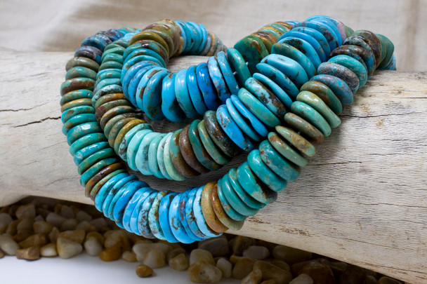 Natural Turquoise Polished 6-18mm Graduated Banded Heishi