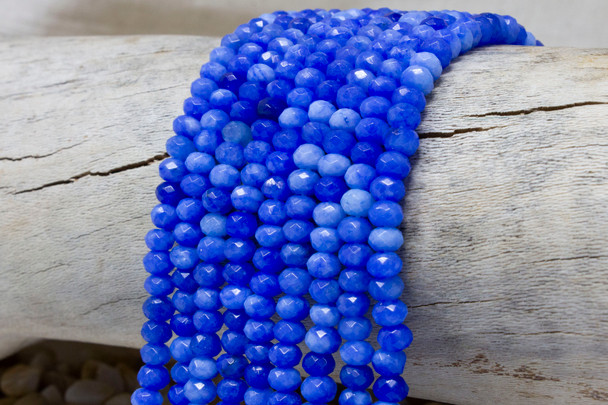 Jade Polished 4x6mm Dyed Blue Mix Faceted Rondelle