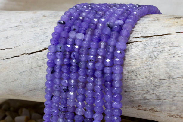 Jade Polished 4x6mm Dyed Light Violet Faceted Rondelle