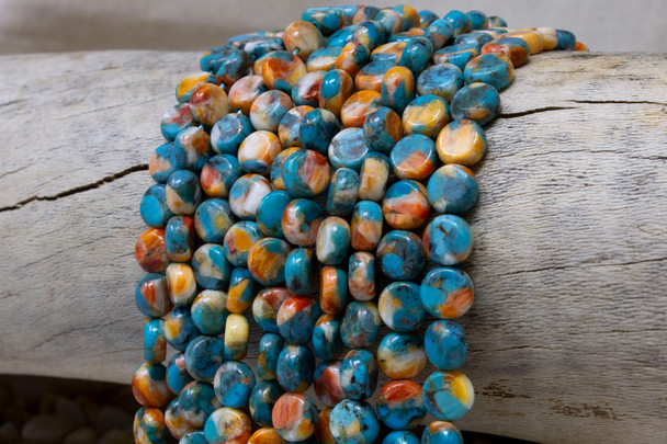 Natural Turquoise Spiny Oyster Polished 8mm Coin