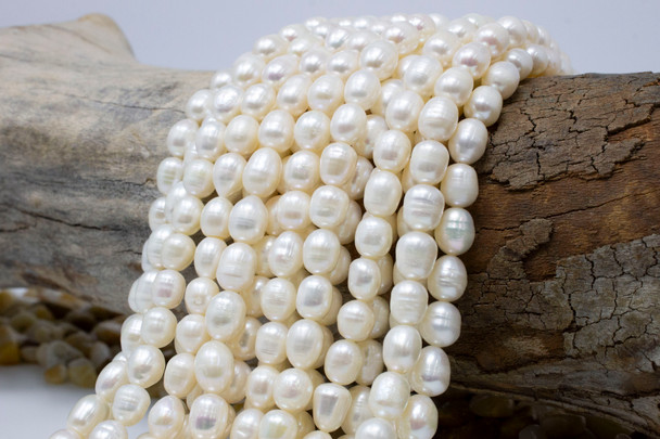 Freshwater Pearls Polished White 7-9mm Rice
