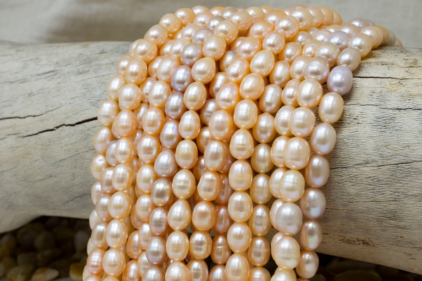 Freshwater Pearls Polished Peach 7-8mm Rice