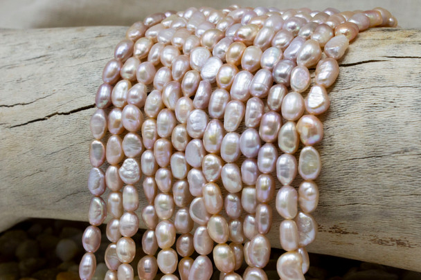 Freshwater Pearls Polished Lilac Peach 6-9mm Rice