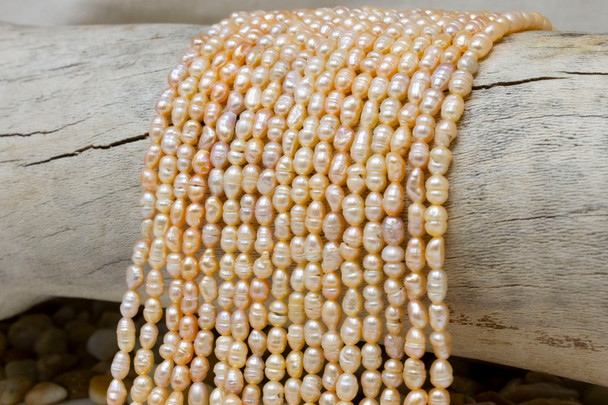 Freshwater Pearls Polished Peach 4-6mm Rice Nugget