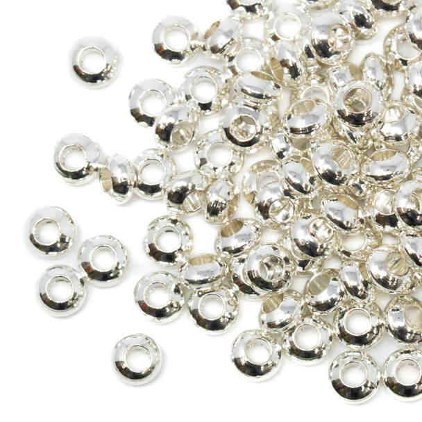 Sterling Silver Plated 3x2mm Rondelle Anti Tarnish Coating - 100 Beads