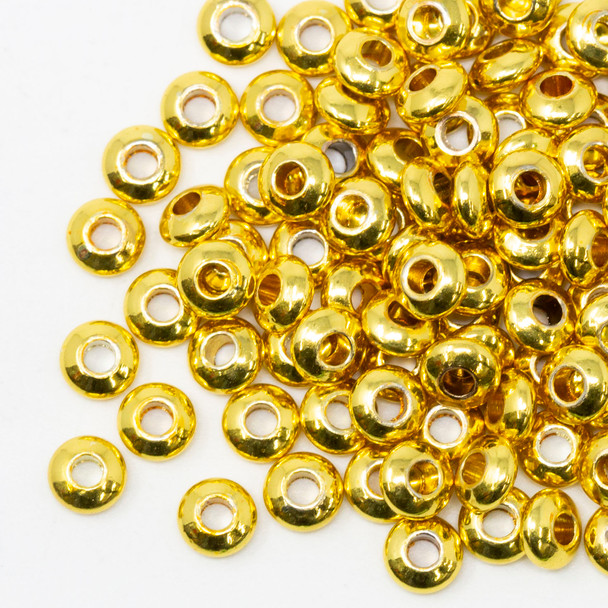 14K Gold Plated 4x2mm Rondelle Anti Tarnish Coating - 100 Beads