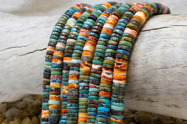 Turquoise & Spiny Oyster 8mm Heishi